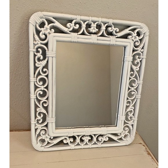 Vintage Mid Century Modern Homco Syroco White Mirror 14.5X12.5 Used - Picture 8 of 8